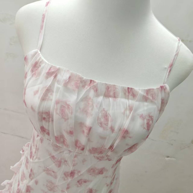 Long-Term Spot 2025 Spring Rare Competition Jiang Huiyuan'S Same Style French Holiday Floral Long Skirt Suspender Dress - Image 5